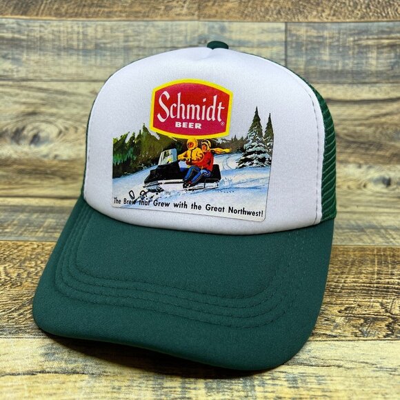 Defunct Schmidt Beer Unisex Trucker Hat Snowmobile 70s Ad Baseball Cap - Picture 1 of 8